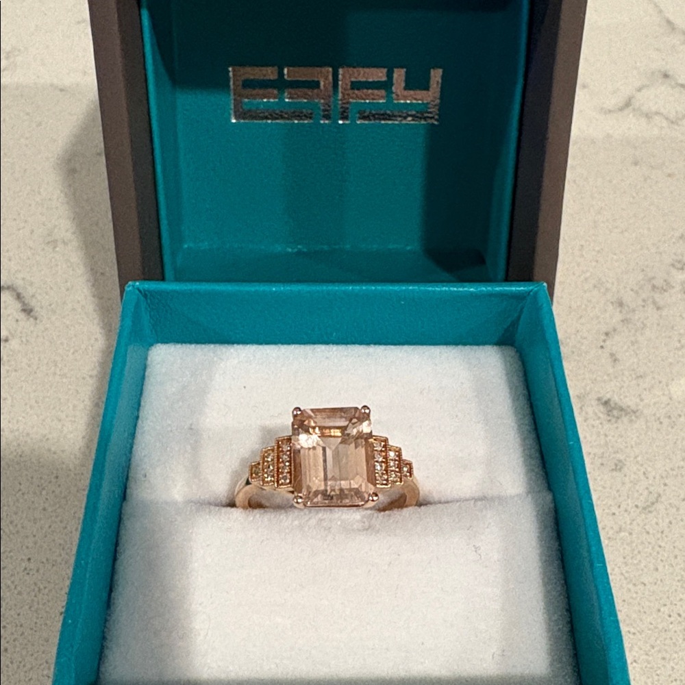 Effy 14K Rose Gold Morganite & Diamond Ring - Picture 2 of 9